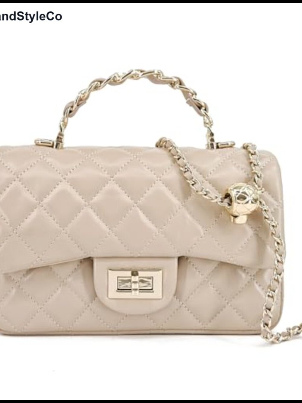 Small Quilted Leather Flap Crossbody Bag Gold-Tone Chain Handle